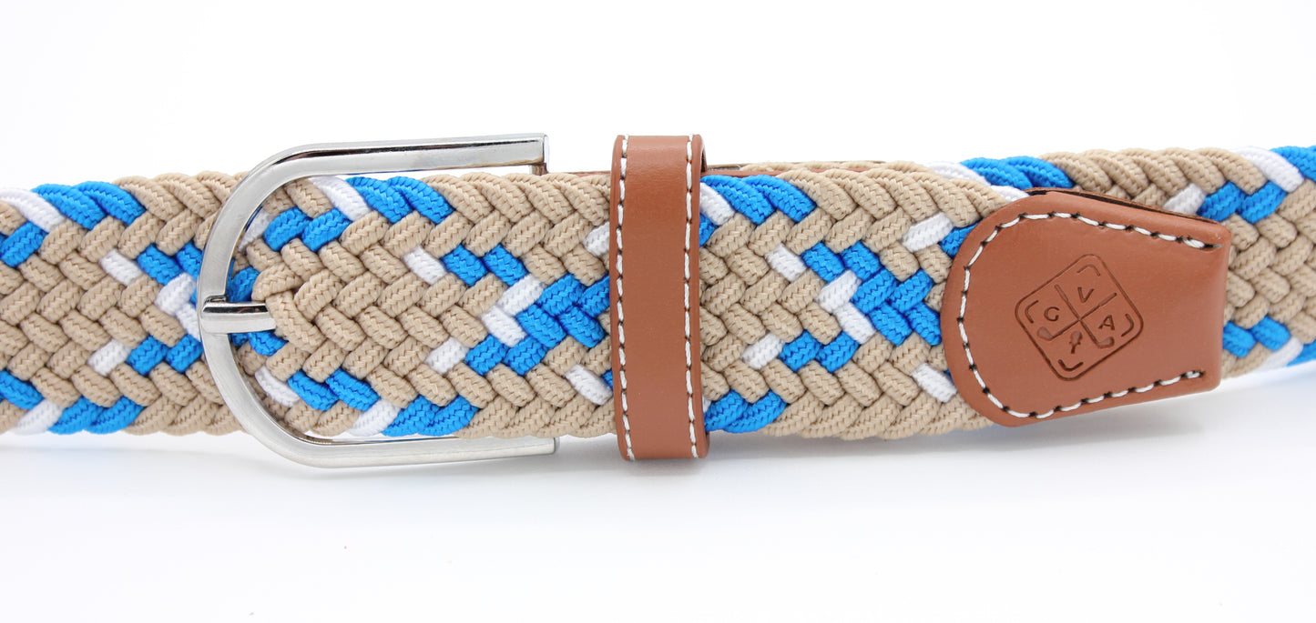 Braided Elastic Golf Belt - Signature Series (Azure Blue & Khaki)