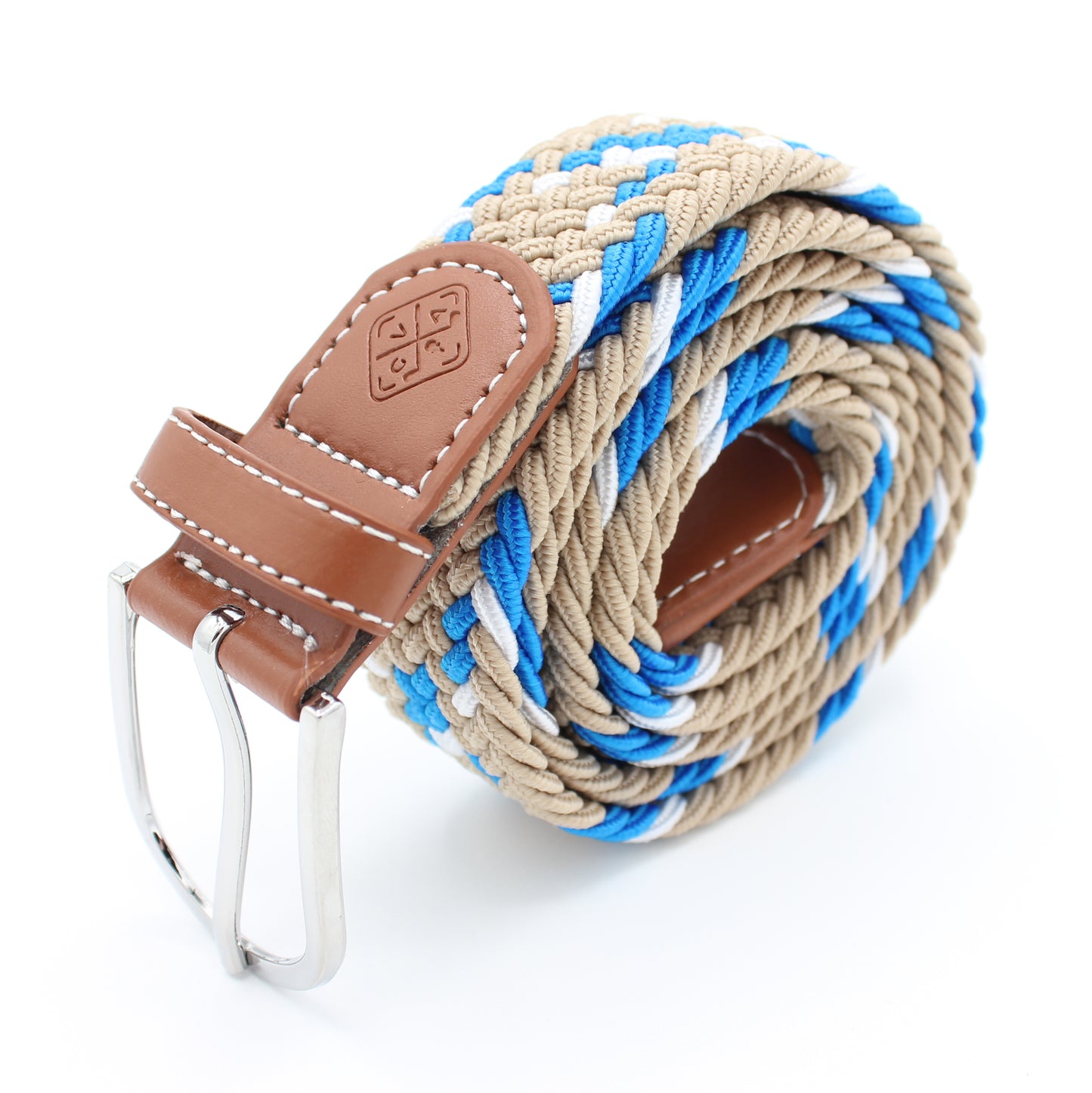 Braided Elastic Golf Belt - Signature Series (Azure Blue & Khaki)