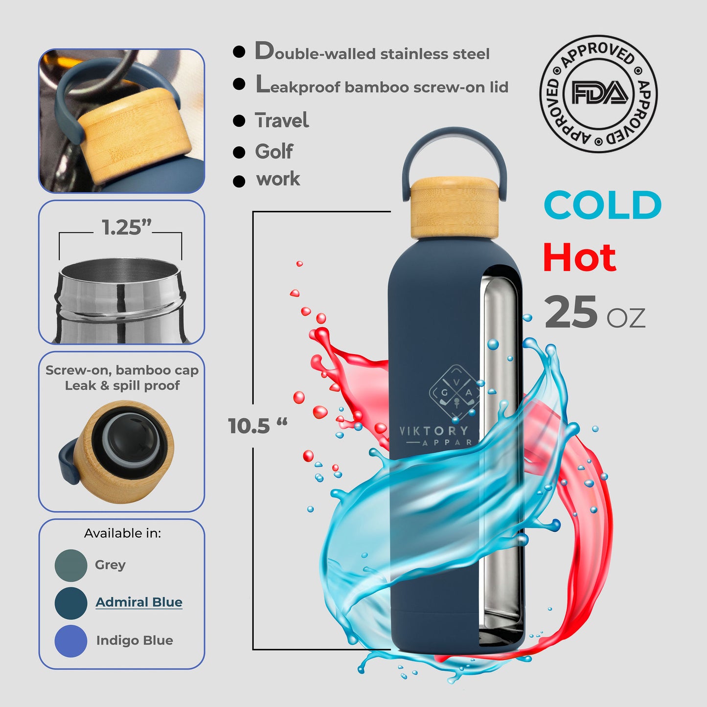 Stainless Steel Hydration Bottle (Admiral Blue)