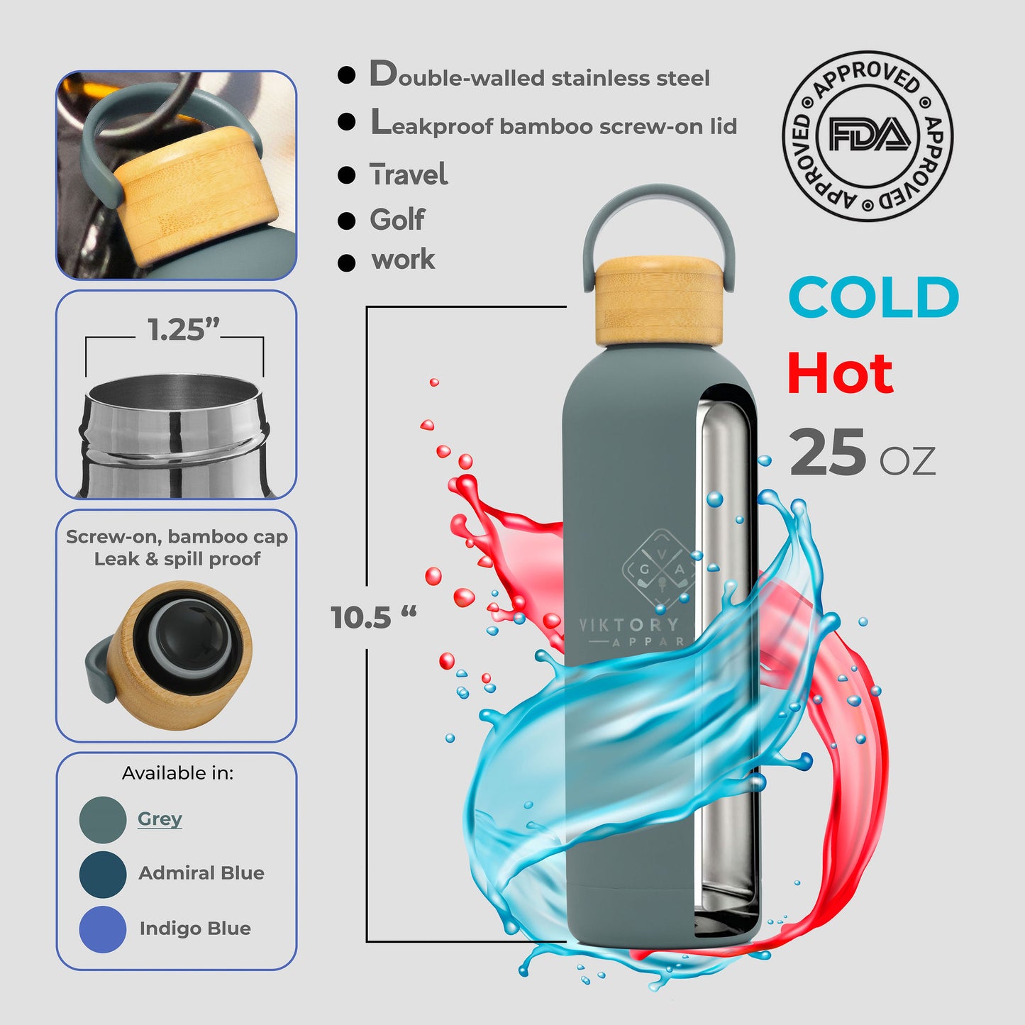 Stainless Steel Hydration Bottle (Gray)