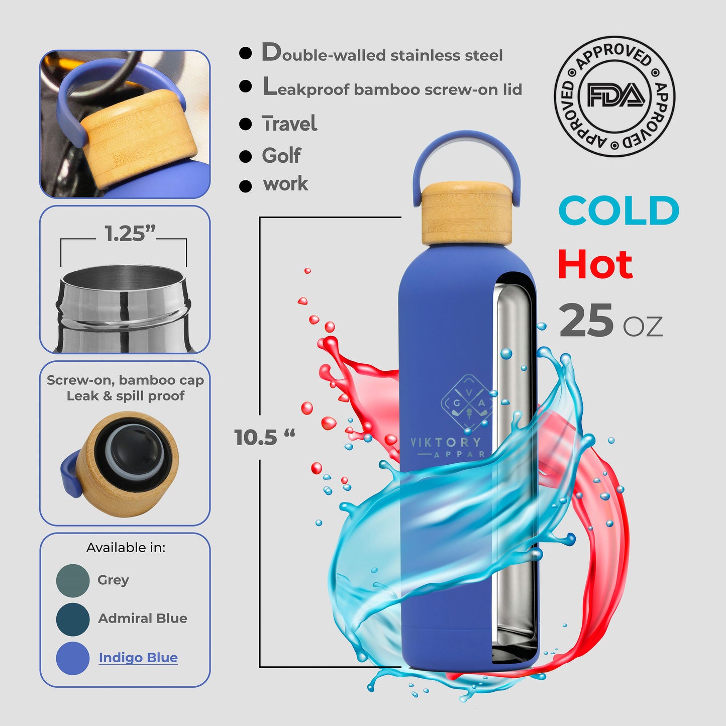 Stainless Steel Hydration Bottle (Indigo Blue)