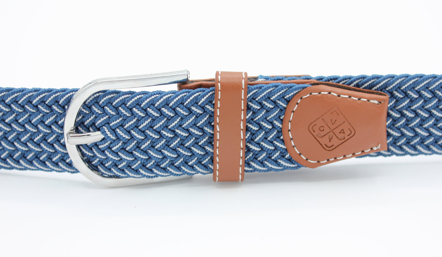 Braided Elastic Golf Belt - Signature Series (Navy Blue & Frost White)