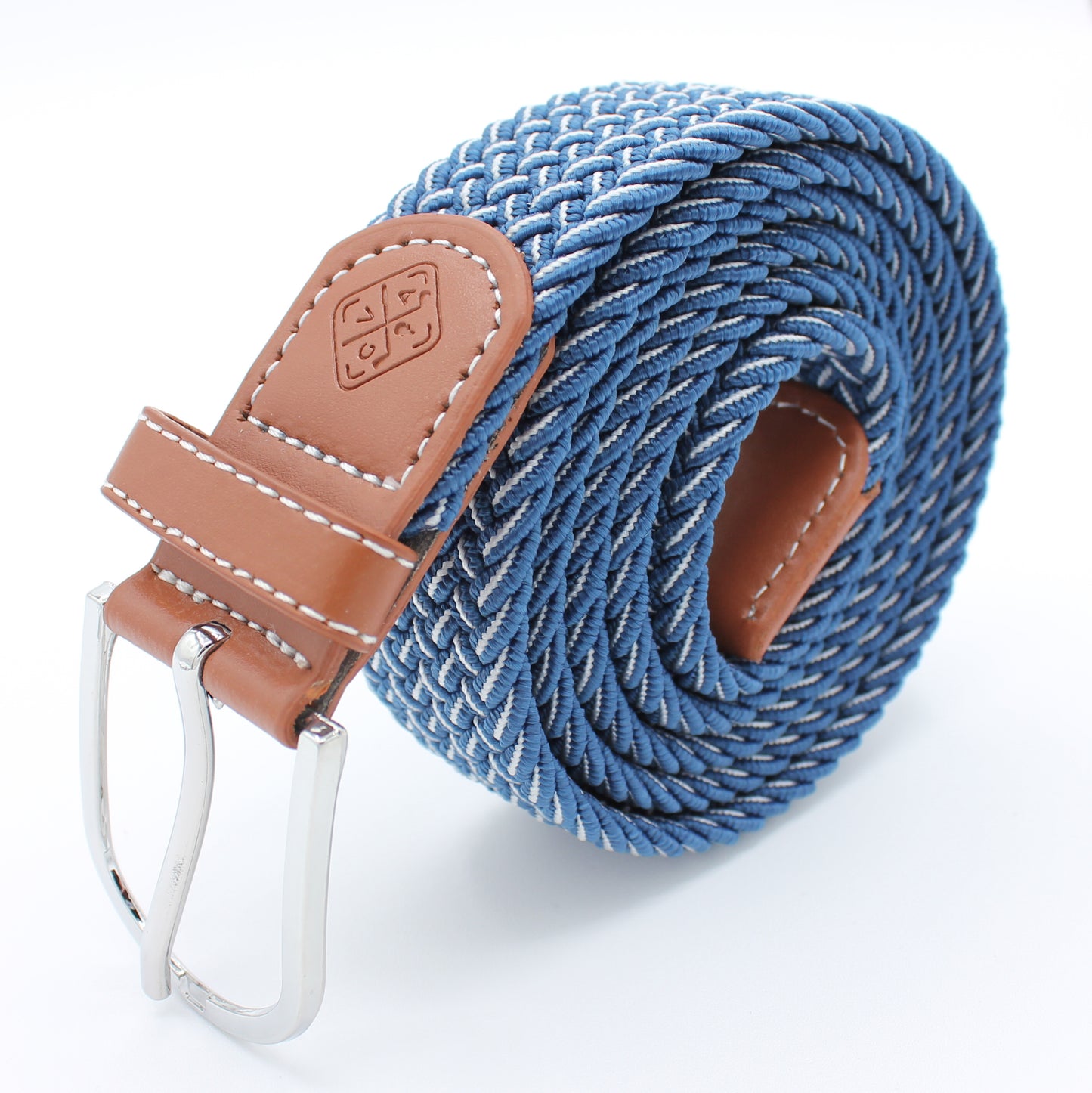 Braided Elastic Golf Belt - Signature Series (Navy Blue & Frost White)