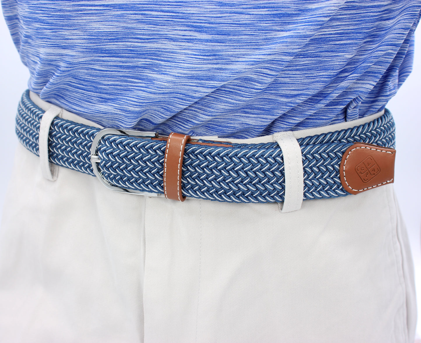 Braided Elastic Golf Belt - Signature Series (Navy Blue & Frost White)