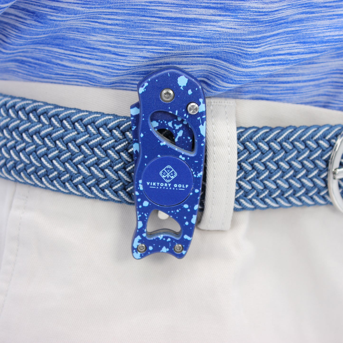 Braided Elastic Golf Belt - Signature Series (Navy Blue & Frost White)