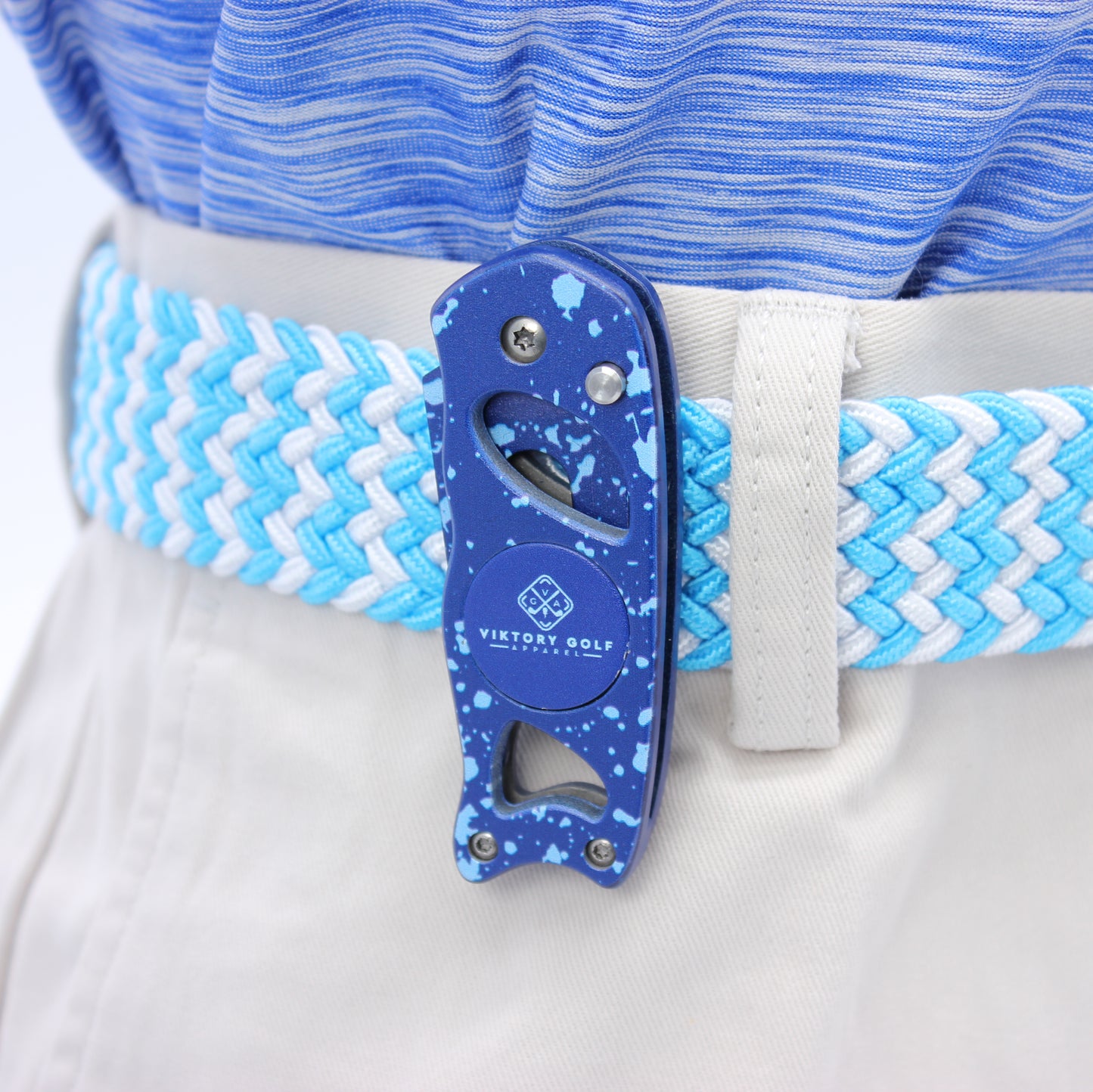 Braided Elastic Golf Belt - Signature Series (Baby Blue & Frost White)